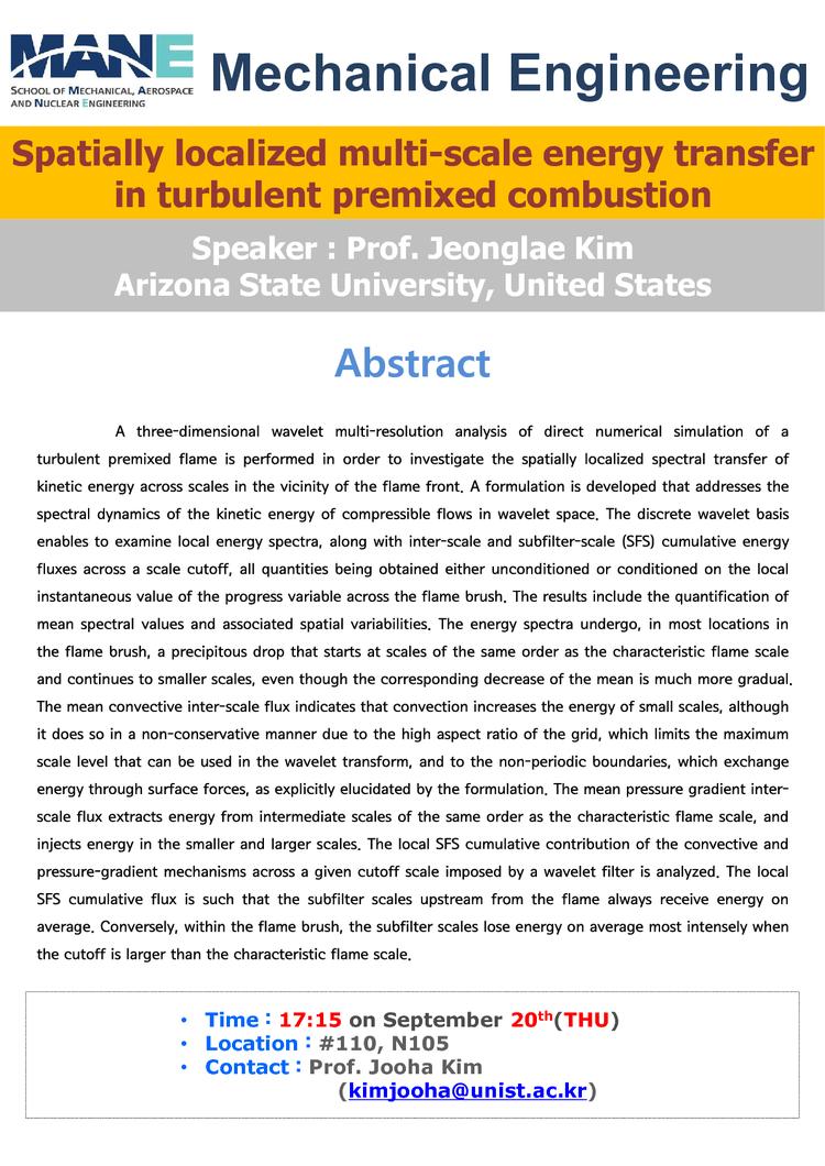 ［MEN］Spatially localized multi-scale energy transfer in turbulent premixed combustion